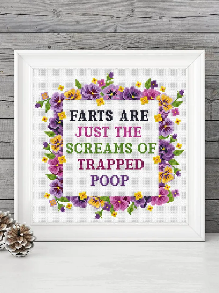 Funny cross stitch pattern download PDF Modern cross stitch quote, Floral frame cross stitch chart, Flowers embroidery PDF Framed quote #Q20