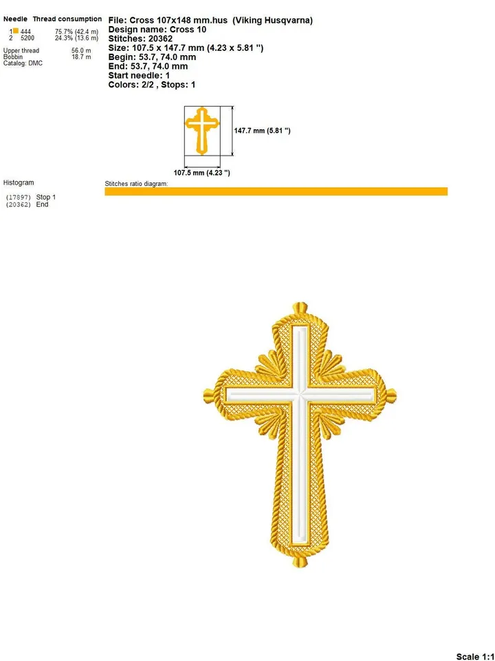 Religious cross embroidery design Machine embroidery pattern 5 sizes, Embroidery files christian cross, Catholic embroidery Holy cross #R49