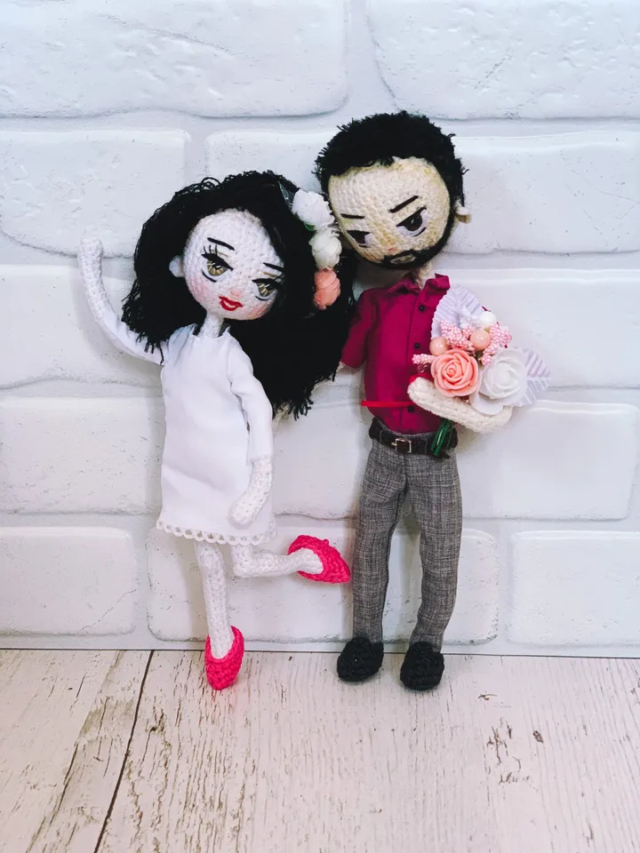 Look alike portraits doll, wedding custom, personalized gift for wedding, crochet amigurumi doll