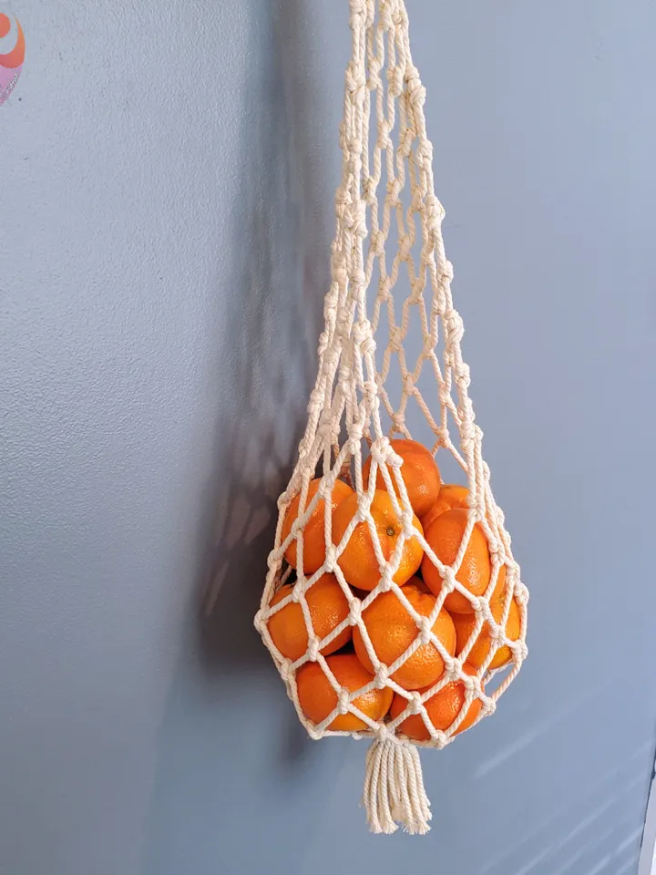 Storage Net For Small Fruit Macrame Produce Bag For Mandarin Oranges Hanging Fruit Basket Kitchen Storage Solution Kitchen Organization