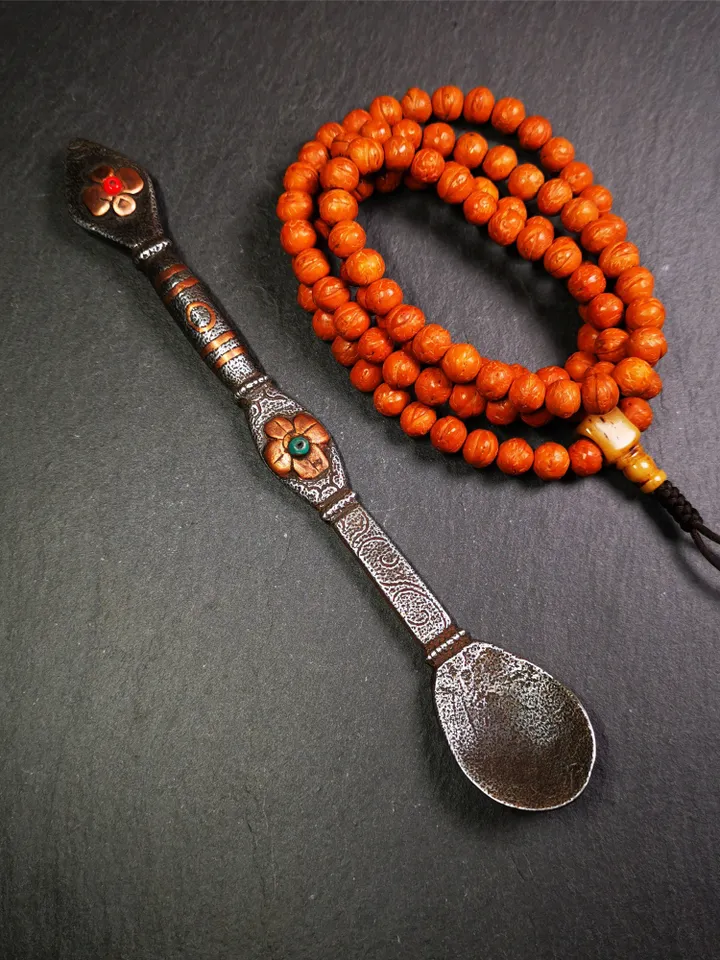 Gandhanra Handmad Tibetan Buddhist Tsog Offering Spoon,Serving Ritual Implement for Worship Ceremony,7.1"