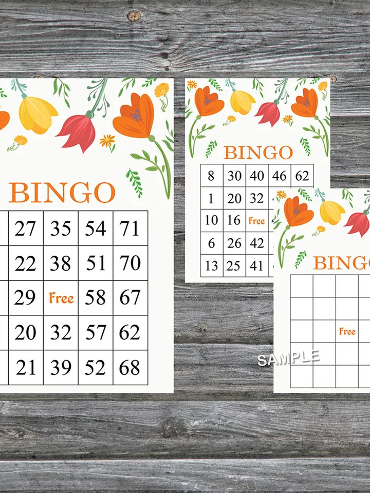 Tulip flower bingo game card,Floral bingo game card,Floral Printable Bingo,Flower themed bingo game,INSTANT DOWNLOAD-112
