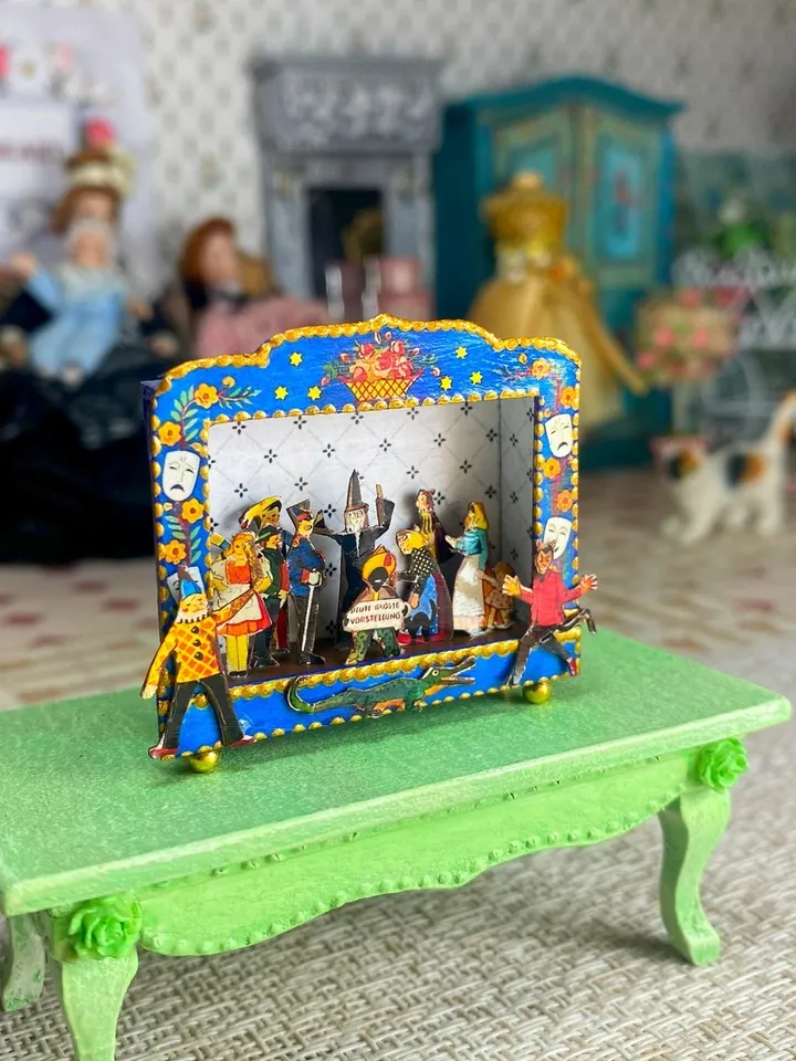 Puppet theater. 1:12. Theater for a dollhouse. Handmade.