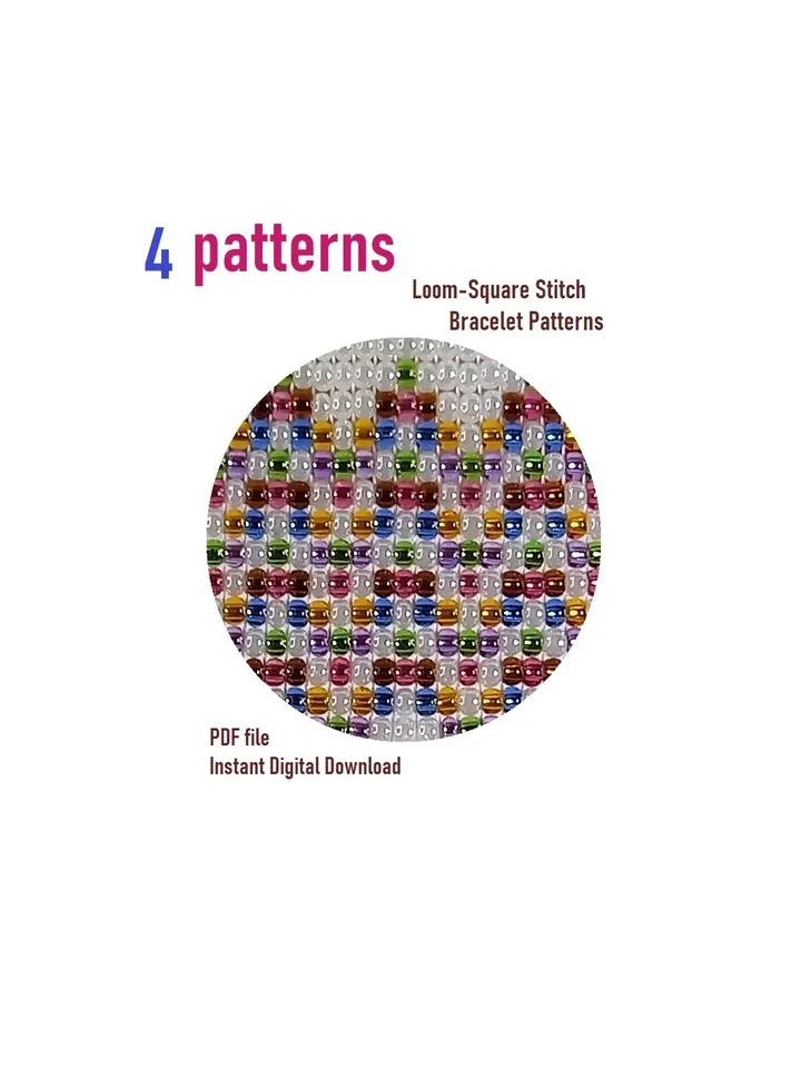 Cuff Bracelet Loom - Square Stitch Bead Patterns Bracelet Beading Patterns Bead loom pattern Miyuki Delicas - Preciosa Instant Download