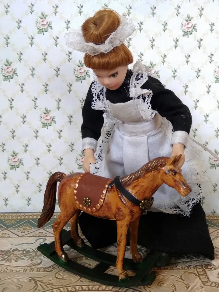 Wheelchair horse. Dollhouse miniature.1:12 scale.