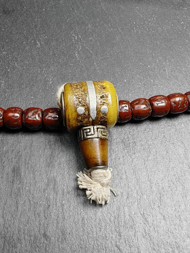 Gandhanra Tibetan Yak Bone Carved Guru Bead,T-drilled 3-Hole Connector Bead for Prayer Bead,Mala Accessories