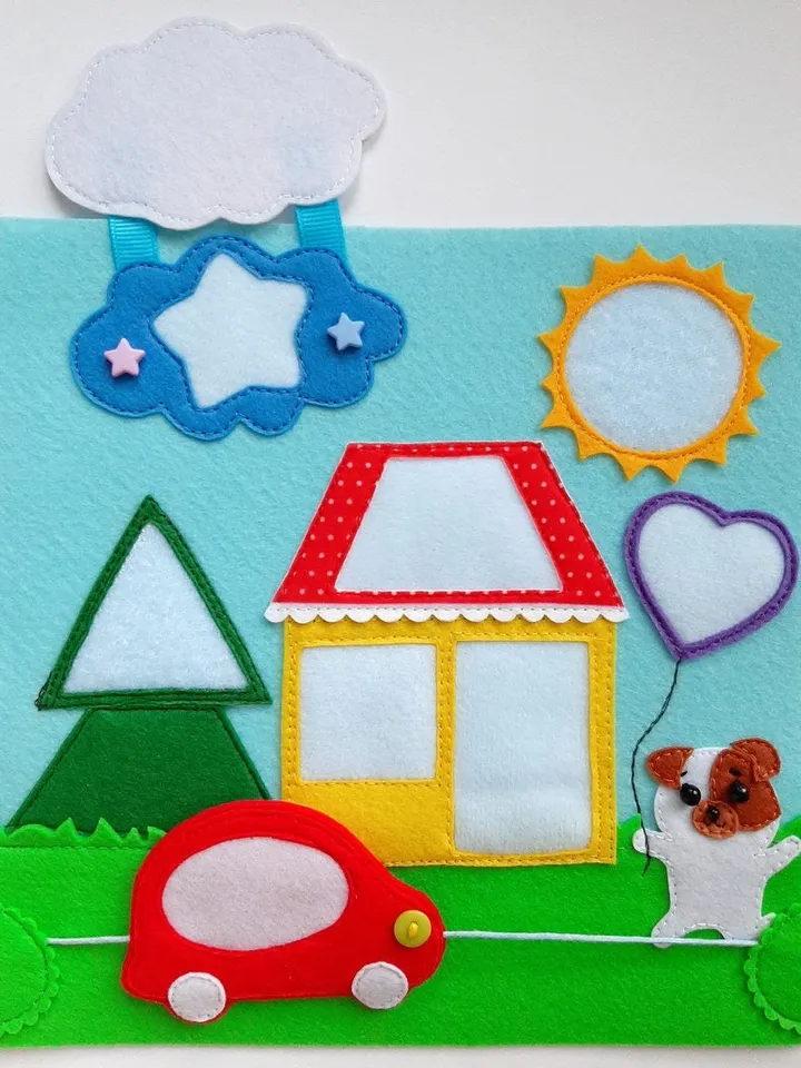 Color sorting Quiet book Pattern pdf, Felt book pattern, Soft sensory book template, Busy book sewing ideas for kids 2, 3, 4 year old