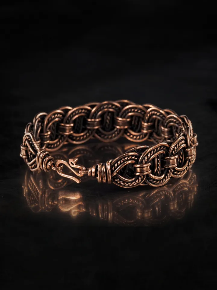Woven copper wire bracelet Antique style handcrafted copper jewelry Unique gift