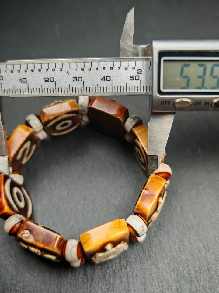 Gandhanra Tibetan Dzi Agate Ashtamangala Bracelet | Eight Auspicious Guardian Symbols | Blessed from Derge Tibet