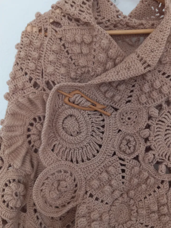 Shawl in Boho style with a clasp Unusual Gift accessory