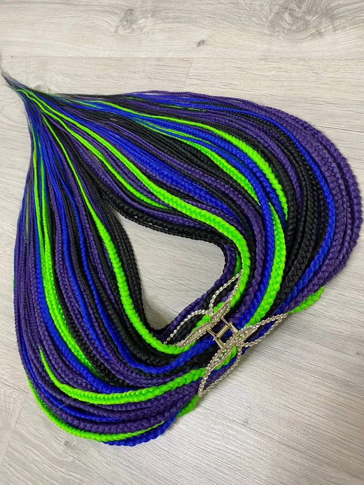 Colourful Synthetic DE braids. Neon Dreadlock extensions full set.