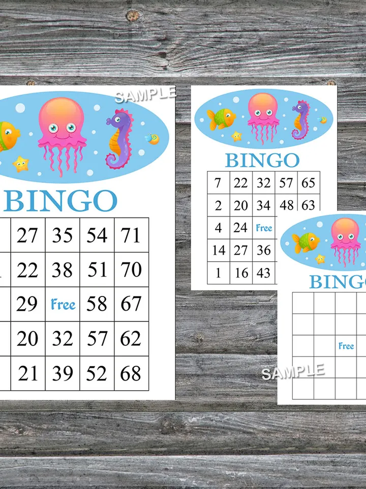 Jellyfish bingo cards,Jellyfish bingo game,Under the sea printable bingo cards,60 Bingo Cards,INSTANT DOWNLOAD--330