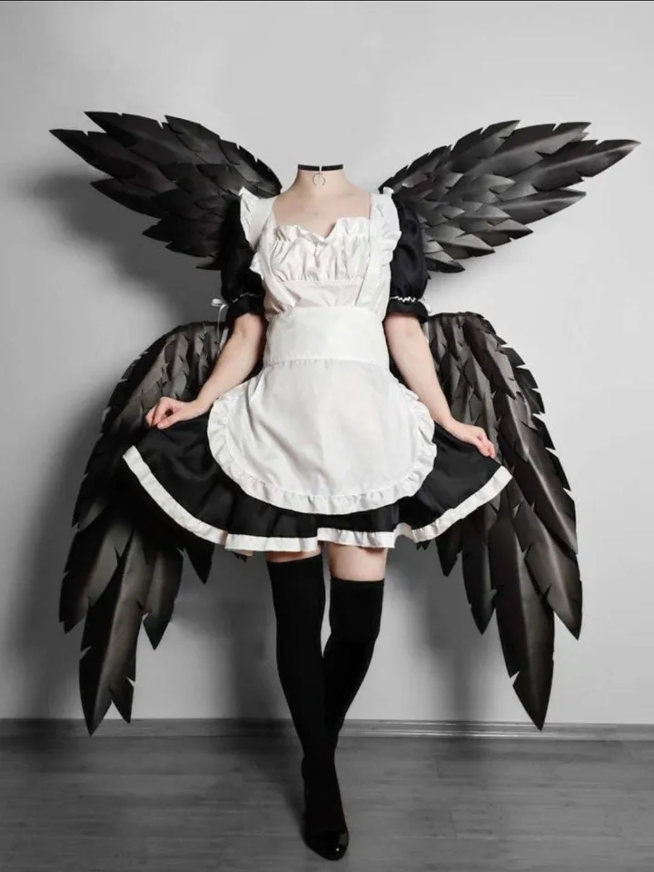 cosplay kujou sara,black wings, angel wings,wings, wings for a photo shoot, large wings, wings on the back, cosplay wings