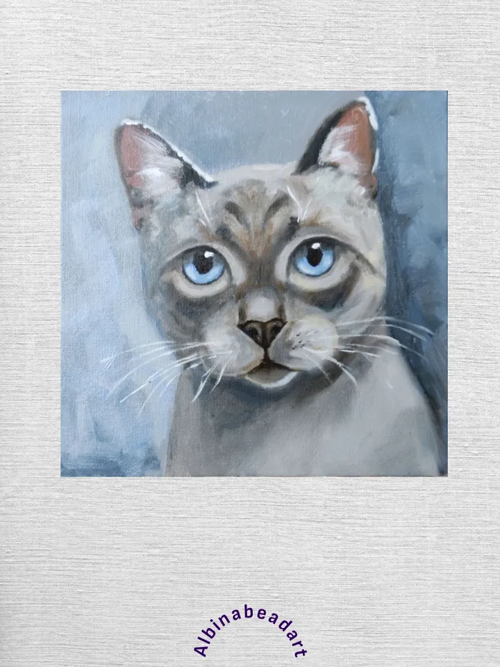 Siamese cat painting original oil artwork 8 by 8