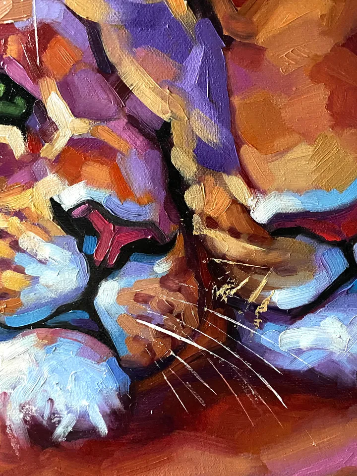 Lion And Lioness Painting Original African Animal Artwork Oil On Canvas 16x16 Inch Wildlife Wall Art