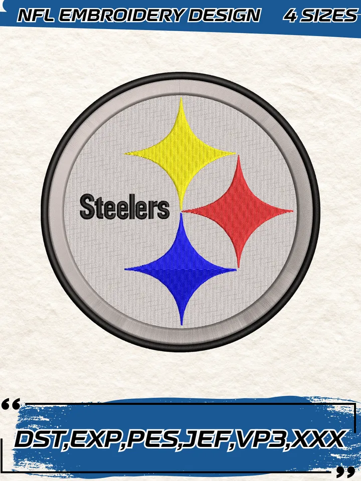 Pittsburgh Steelers Embroidery Design,NFL Logo Embroidery Design,Machine Embroidery Design File,4 Sizes, Digital Download