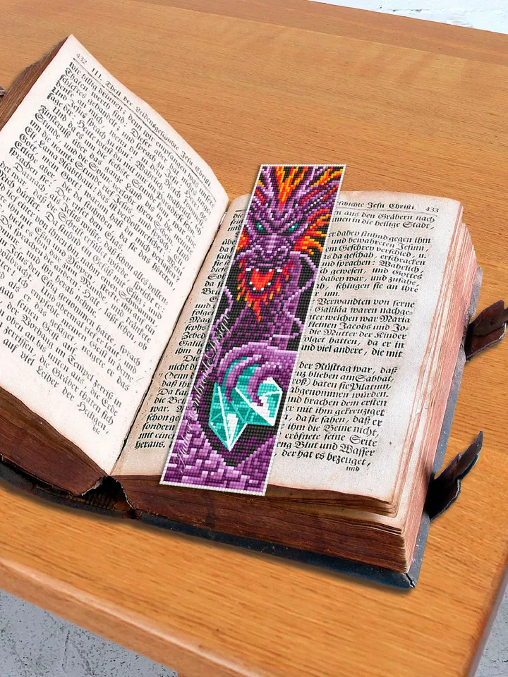Dragon bookmark set cross stitch pattern PDF download Fantasy dragon cross stitch chart, Chinese dragon pattern, Chinese New Year gift #B270