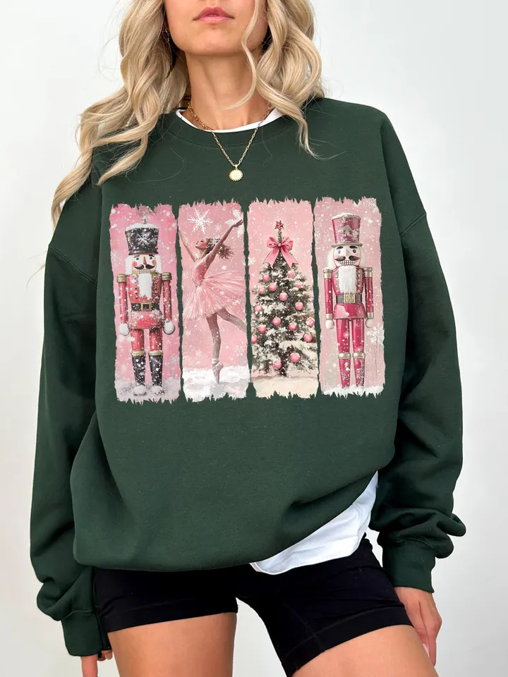 Retro Nutcracker Christmas PNG, Preppy Christmas Png, Holiday Vibes Png, Nutcracker Ballet Png, Christmas Tree, Pink Christmas, Sublimation