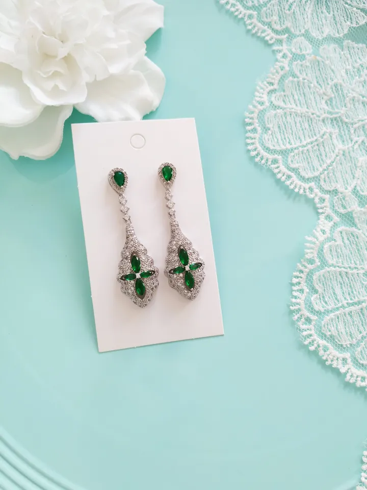 Swarovski Crystal Wedding Earrings Bridal Crystal Earrings Art Deco Wedding Jewelry Vintage Bridal Jewelry CZ Vintage Bridal Earrings