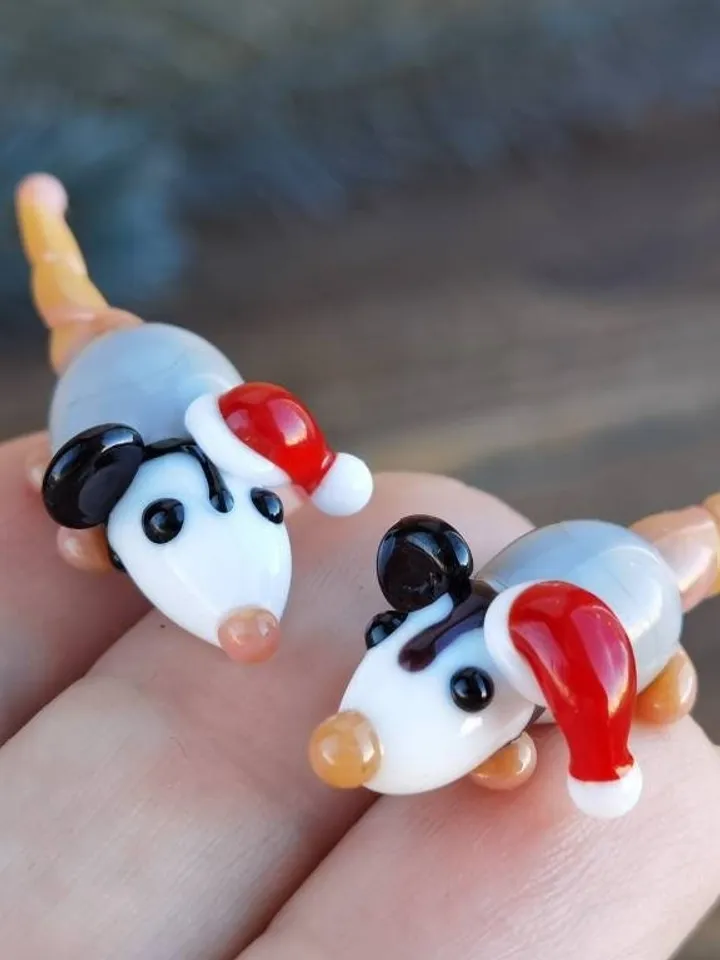 Opossum figurine Rat gifts Pet mouse Rat toy Glass opossum art Mouse miniature Dollhouse miniature Miniature animals Tiny glass possum