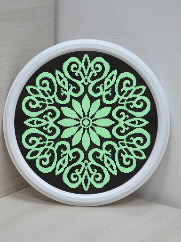 Mandala set cross stitch pattern PDF Flower mandala cross stitch chart, Monochrome mandala pattern digital download PDF Beginner stitch #S45