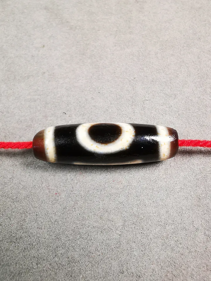 Gandhanra Tibetan Heaven & Earth Dzi Bead,Tibetan Chung,Protective Amulet,Small Size 35*10 mm