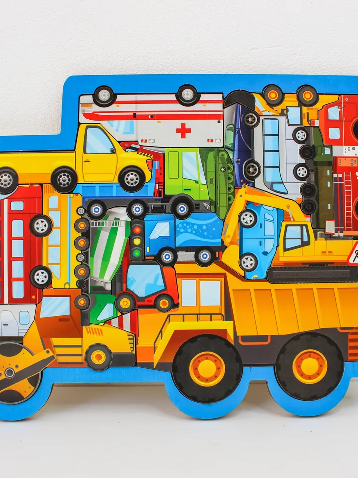 Puzzle board with transport, Wooden Montessori Toddler Toys Age 3 4 5 year