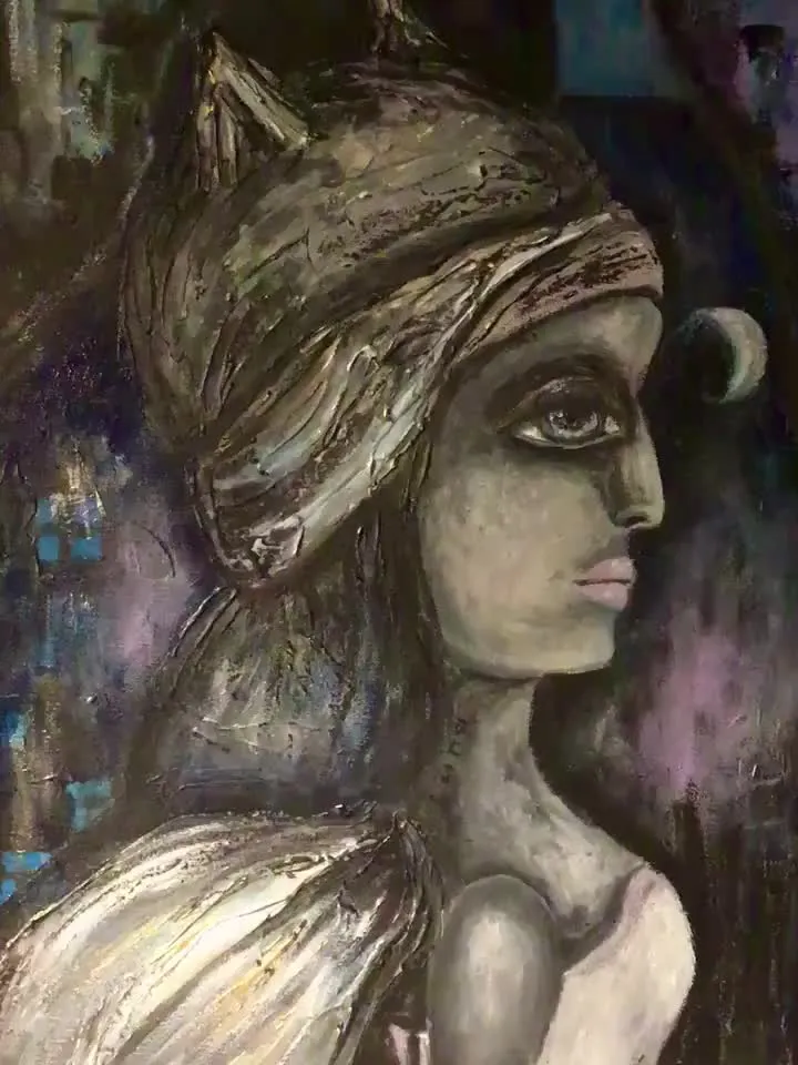 Luna,fantasy doll painting on canvas,original acrylic painting,fantasy woman painting,canvas wall art,one of a kind artwork.