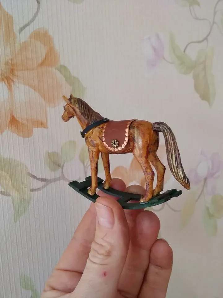 Wheelchair horse. Dollhouse miniature.1:12 scale.