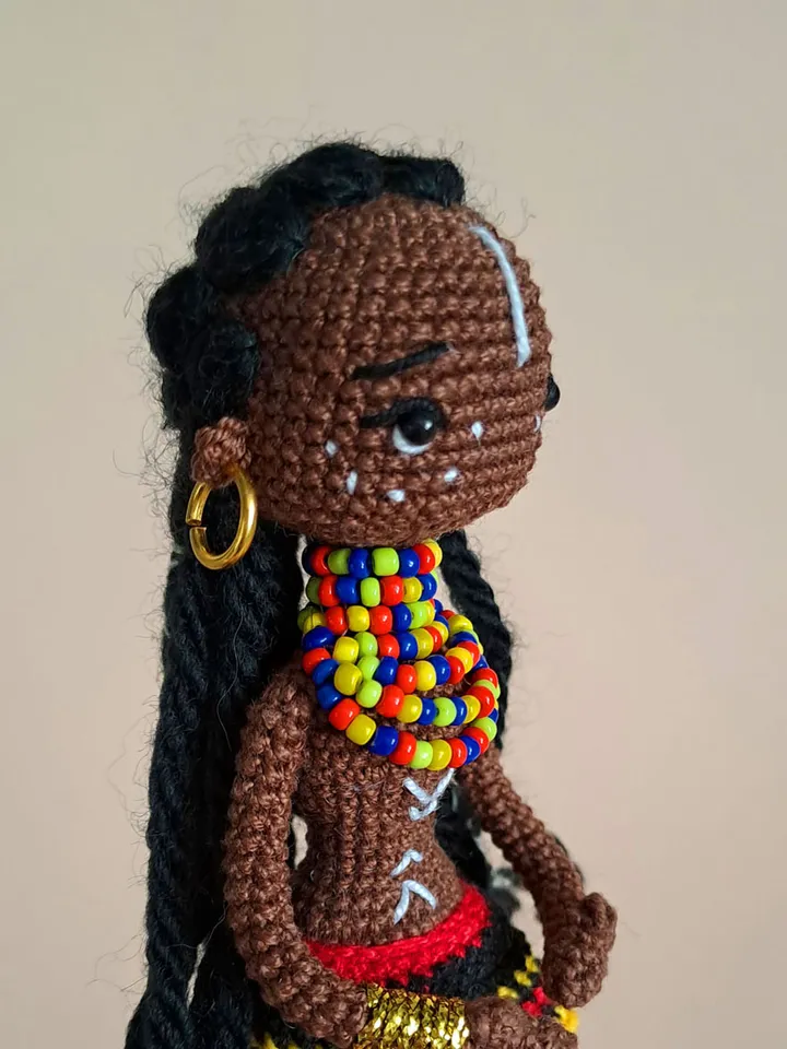 Set of 3 African Dolls, crochet african doll. African decor