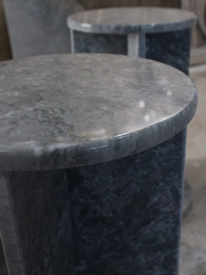 Silver marble side table mini model,nightstand, handmade free shipping, gray marble