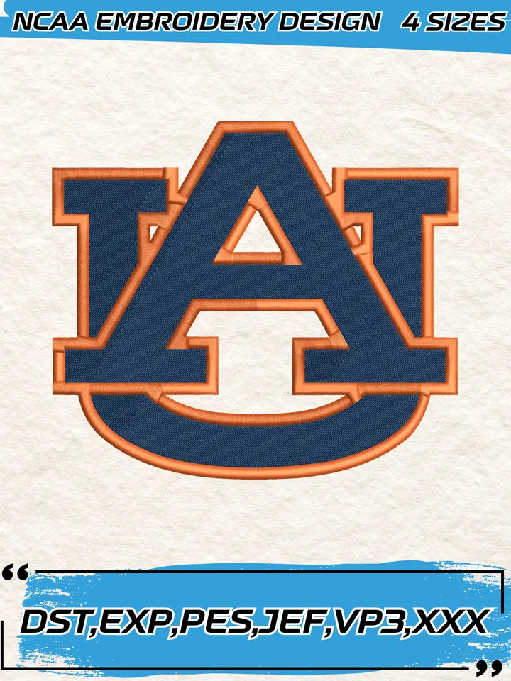 Auburn Tigers Football Embroidery Designs,NCAA Logo Embroidery Design,Machine Embroidery Design File,4 Sizes, Digital Download