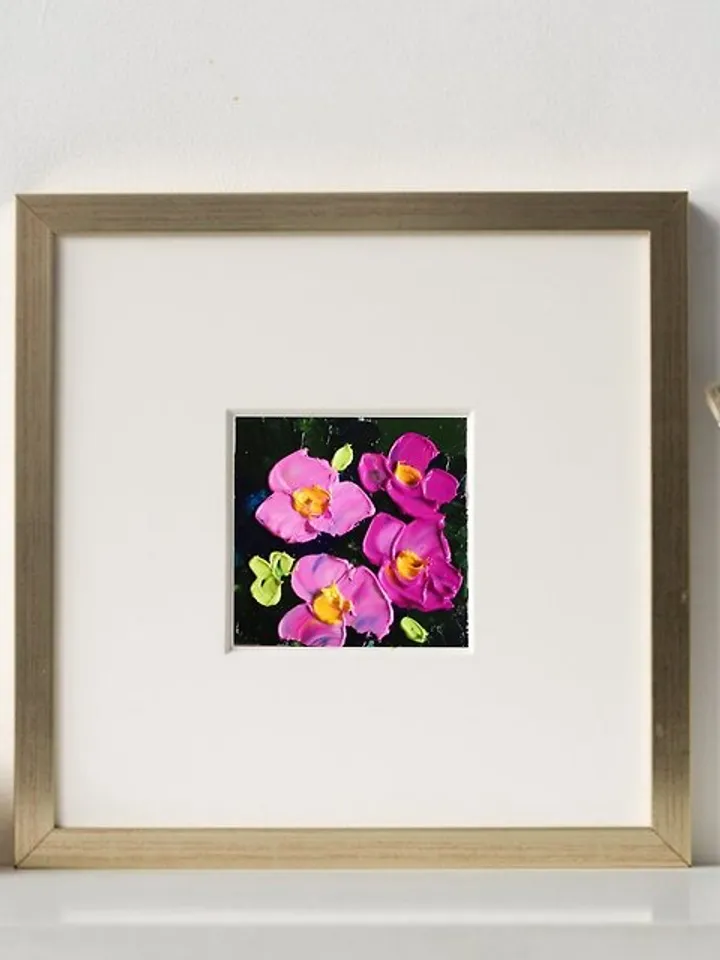 Chinese Roses 油畫原作 Original Art 手工油畫 Cute Flowers 油畫 Oil Painting Small Verafe