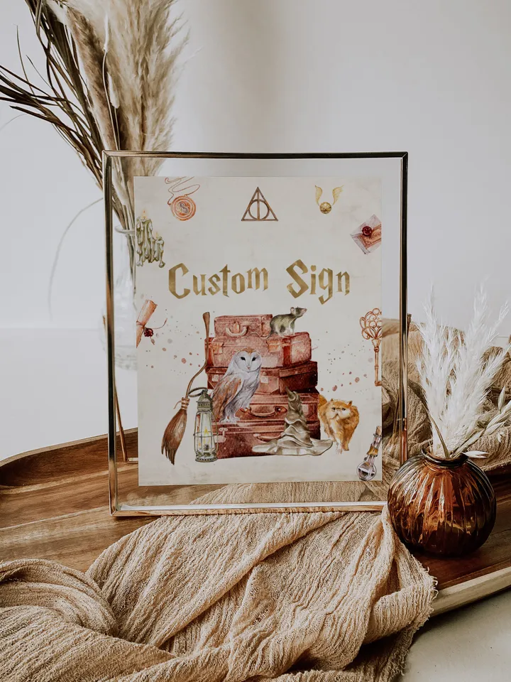 Custom Sign;Wizard Birthday Party; Magic School 1st Birthday; Editable Wizarding World Custom Sign; Magical Party Decoration; Wms12