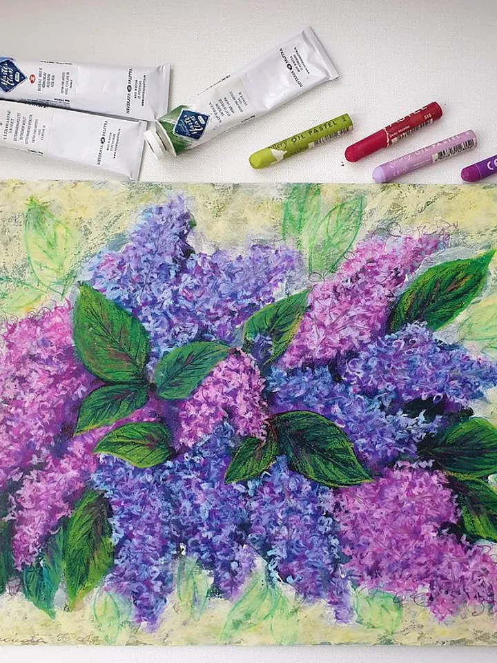 Lilac Painting Floral Original Art Flower Bouquet Wall Art Acrylic Painting