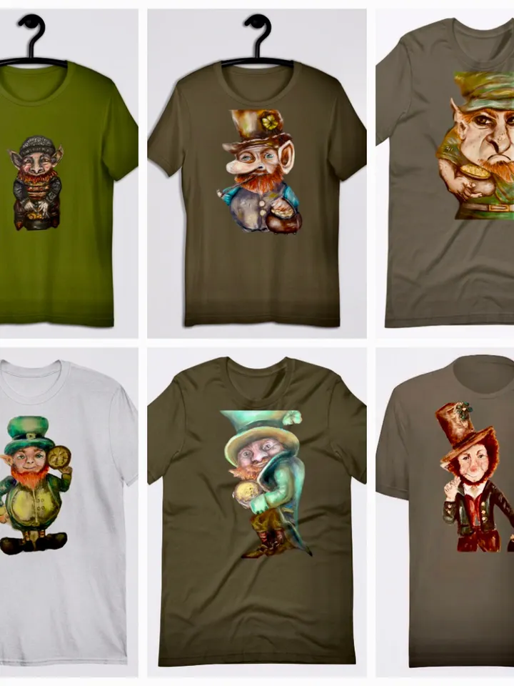 Leprechaun Unisex good luck t-shirt made from my original pastel painting,humorous shirts,designer shirts,unique gifts