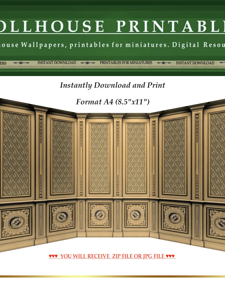 Wallpapers- Set 7-v5 | Printables for Dollhouses and Unique Miniature Projects | Digital Downloads | in Scale 1/12th