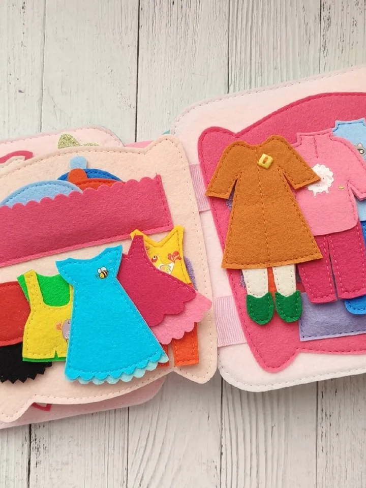 Quiet book Dollhouse pattern, Felt book pattern pdf, Felt doll Pattern with clothes set, Dress up Doll, Busy book pattern for girl