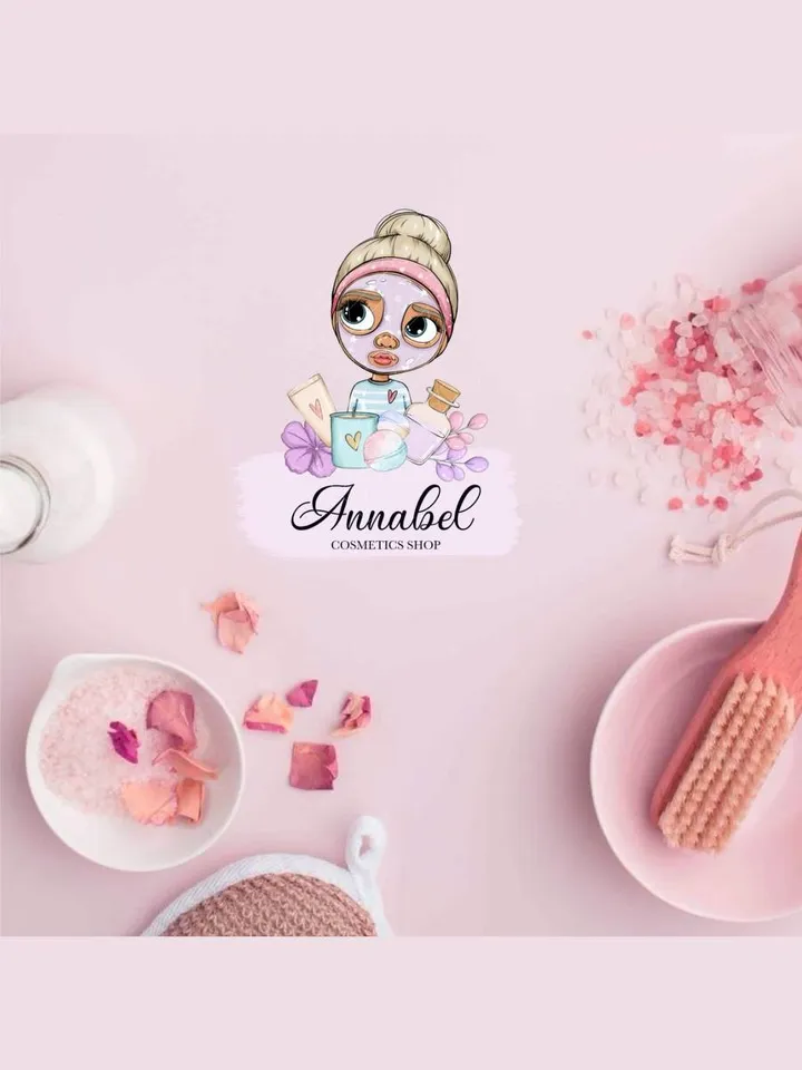 Cosmetic Shop Premade Logo, Beauty Logo, Girl Character Logo, Makeup Artist Logo, Cartoon Logo, Make up Logo, Cosmetic Logo, Beautician Logo