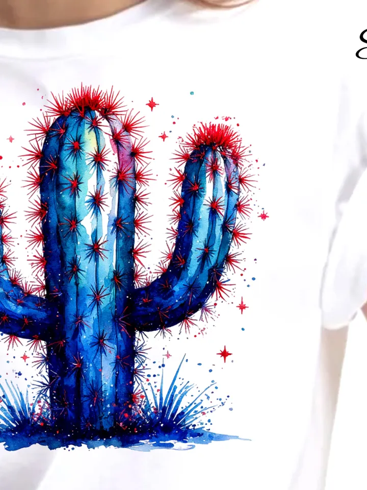 Patriotic Watercolor Cactus Clipart