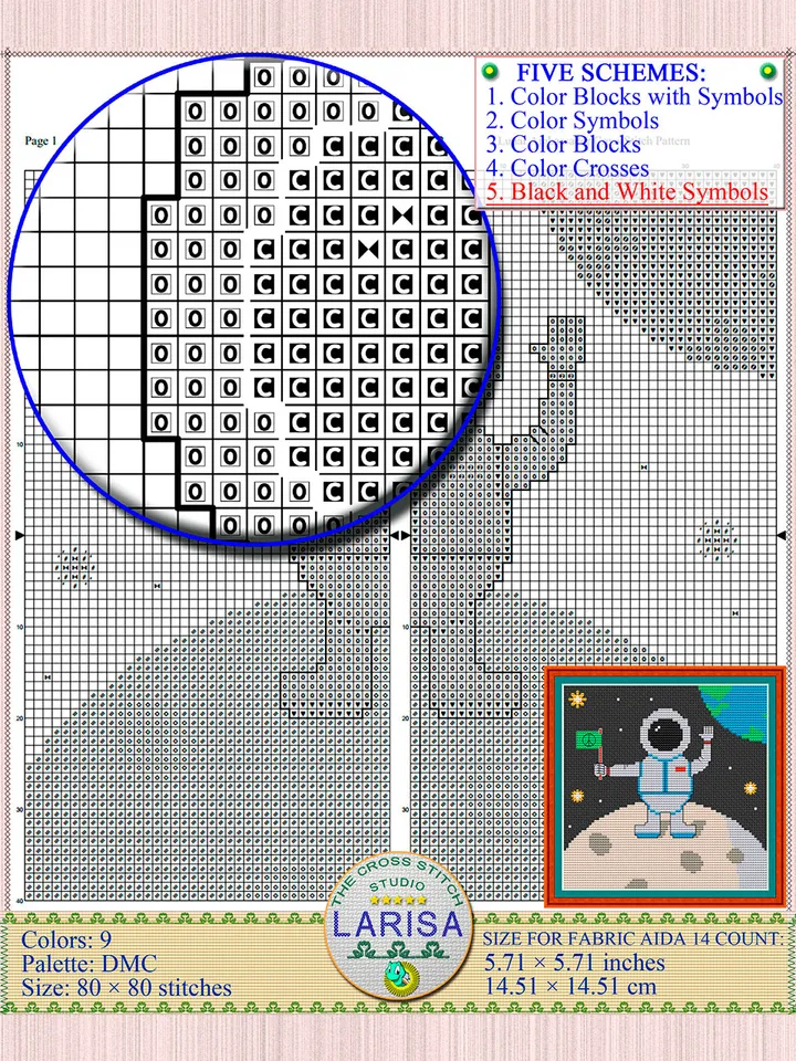 Lunar Ambassador Cross Stitch Pattern | Astronaut on the Moon