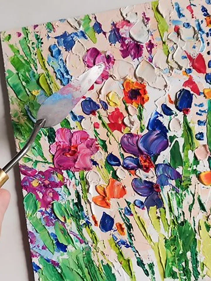 Wildflower Painting Original Art Floral Oil Painting Wall Decor Daisy Artwork