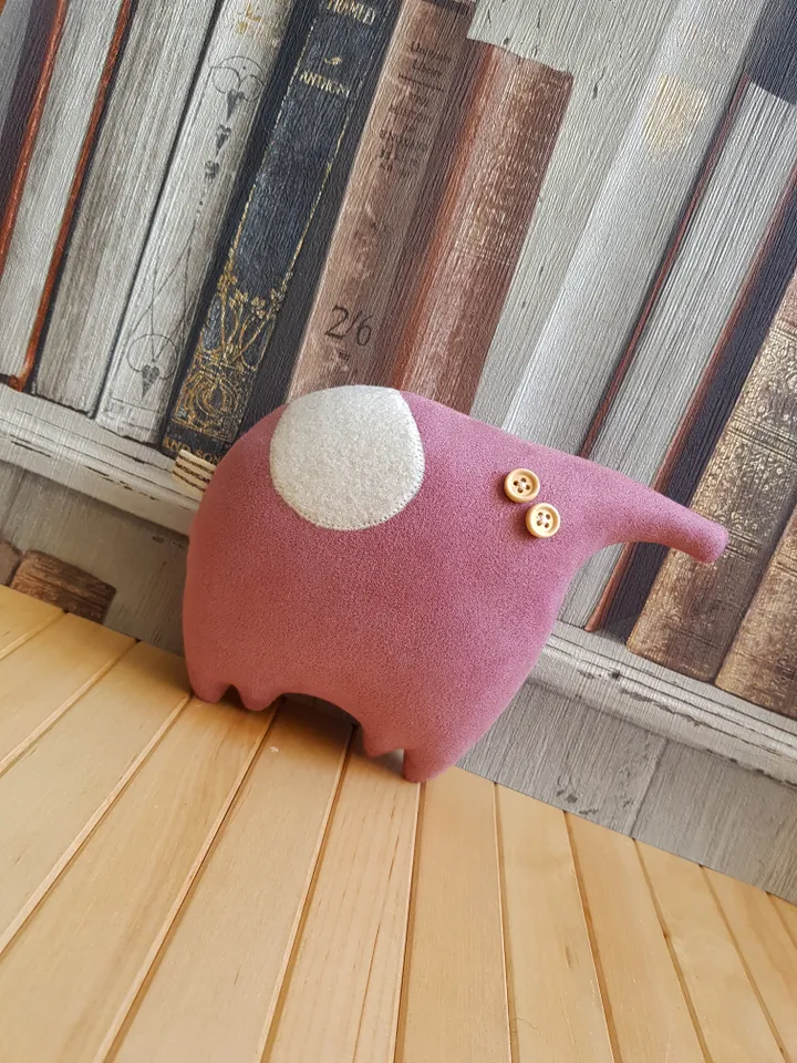 Pink elephant sewing pattern PDF, digital tutorial in english, diy stuffed animal