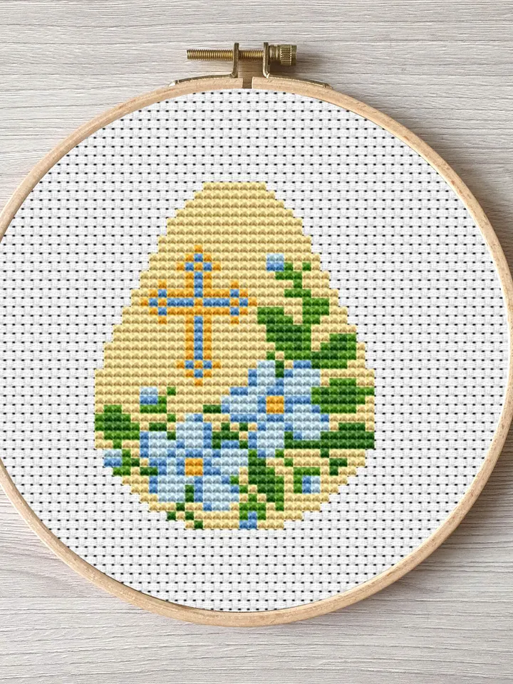 Easter pattern pdf cross stitch, Easy embroidery DIY, small pattern egg, art.5