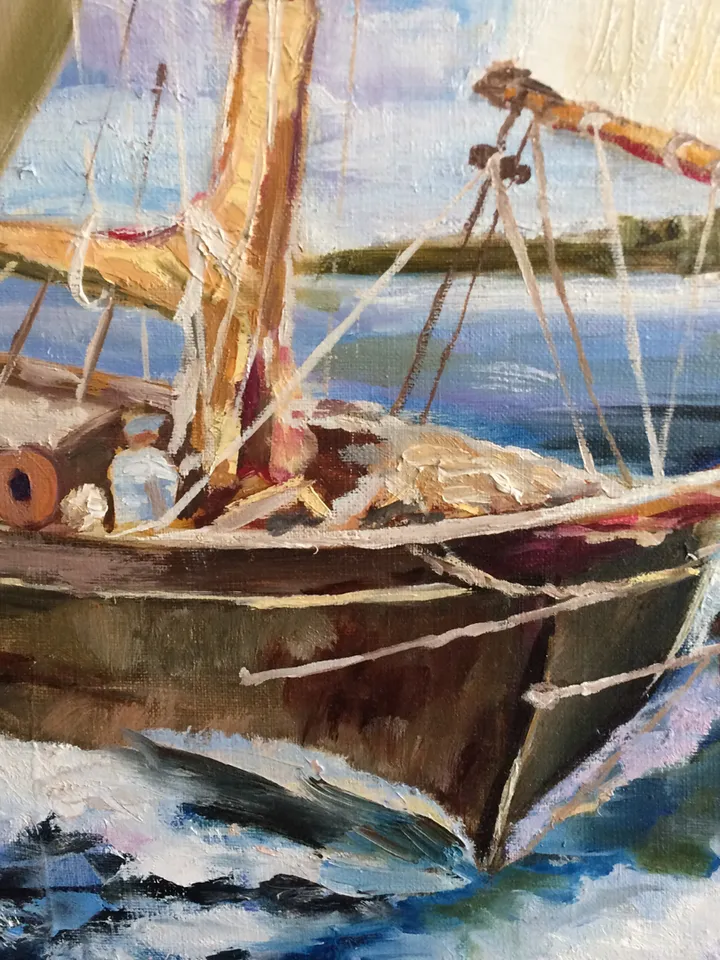 Sailboat painting, Original Seascape oil painting on canvas