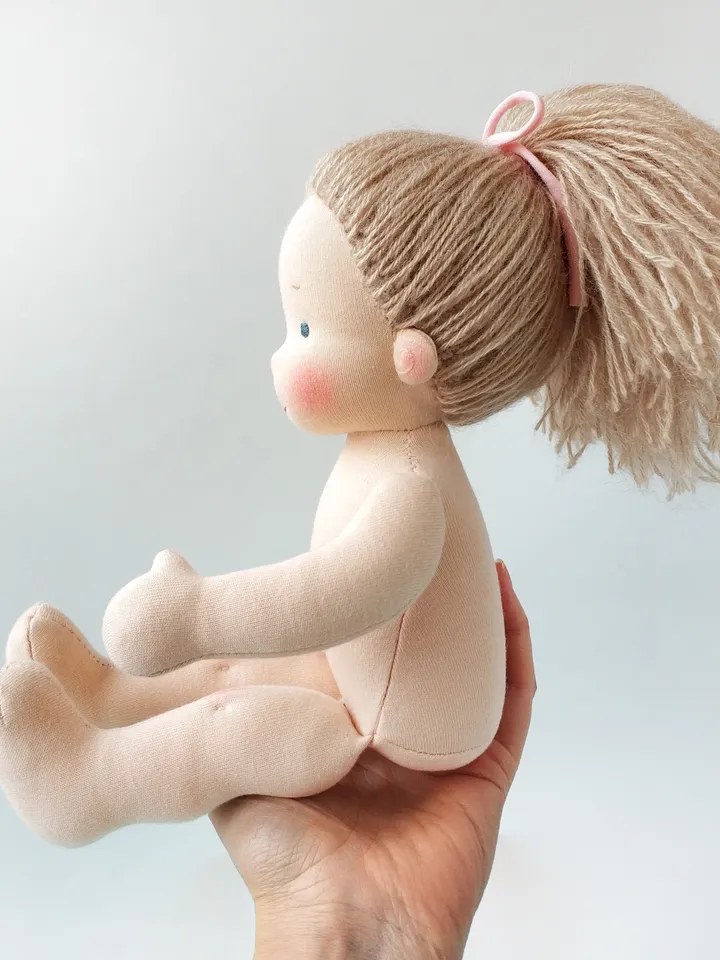 DIY Waldorf doll 11 inch (28 cm) tall. PDF pattern and tutorial. Patterns of doll clothes as bonus!