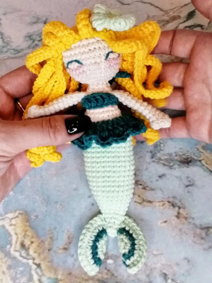 PDF Crochet Pattern Mermaid doll, Amigurmi mermaid, pattern crochet doll, pattern crocheted doll with hair, amigurumi doll, sea toy pattern