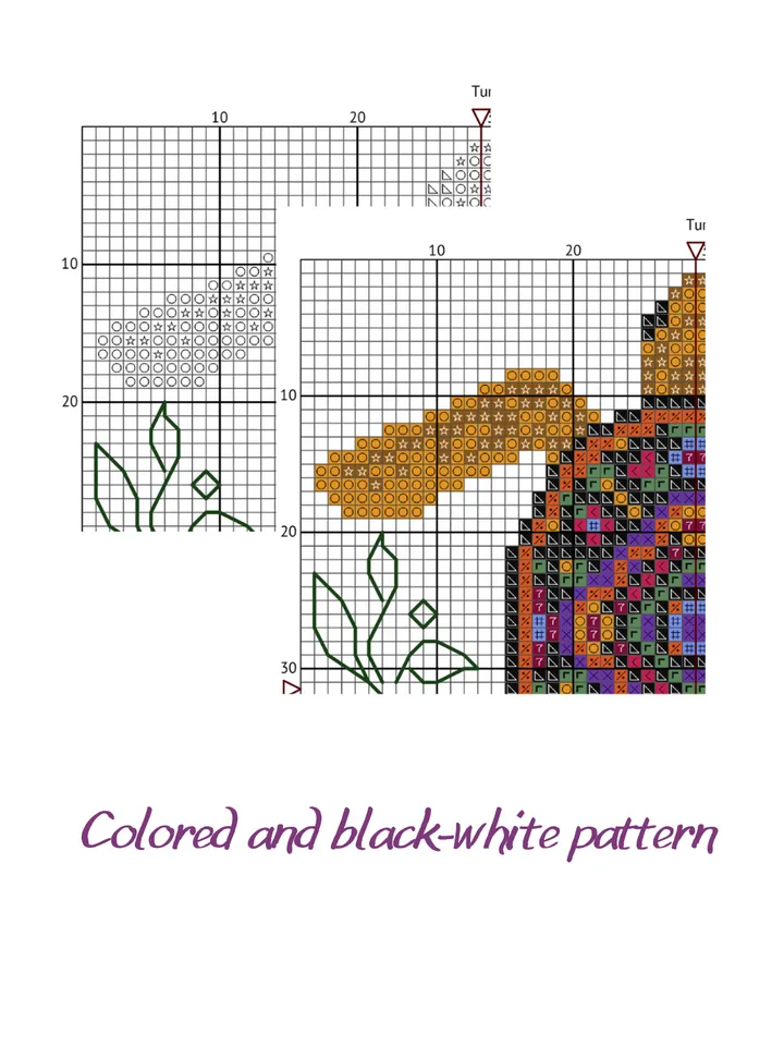 Cross stitch pattern Turtle, simple cross stitch pattern for beginners, cross stitch chart PDF