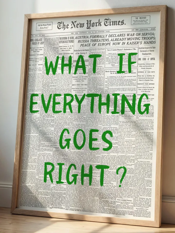 What If everything goes right Retro Newspaper Print, Trendy Wall Art, Typography Poster, Green Aesthetic, Printable Wall Art, Digital Print