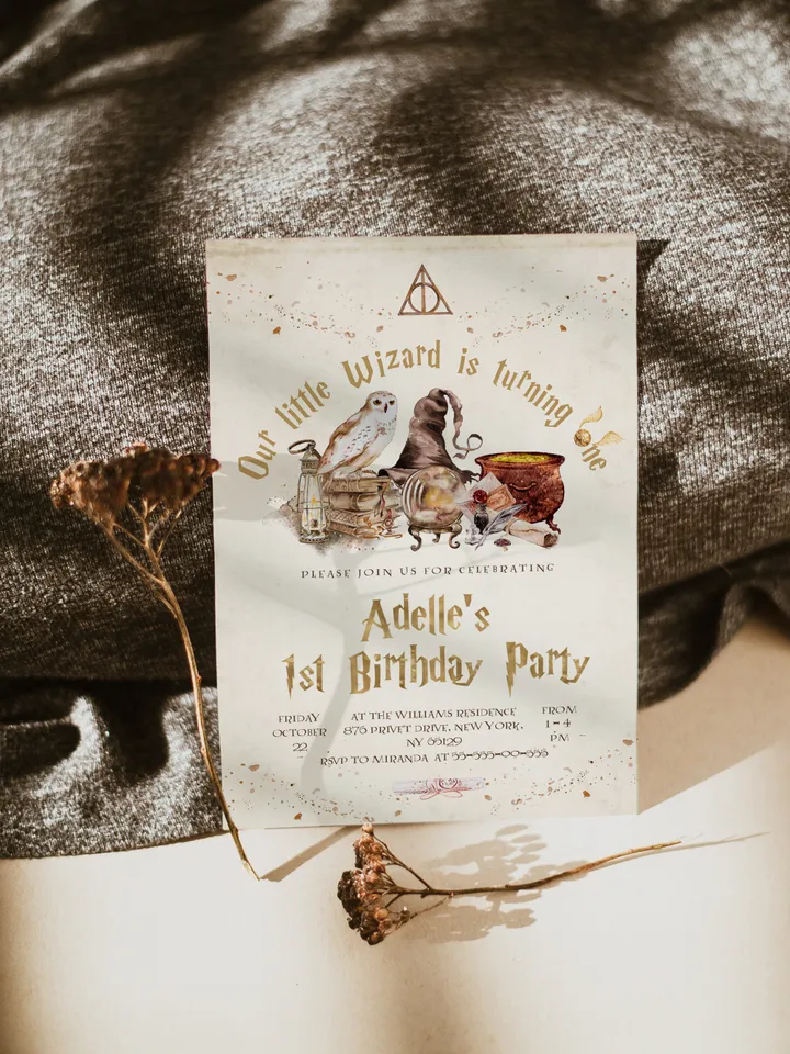 The Chosen One Invitation; Wizard Birthday Party; Magic School 1st Birthday Invitation Template; Editable Wizarding World Invitation; Wms12